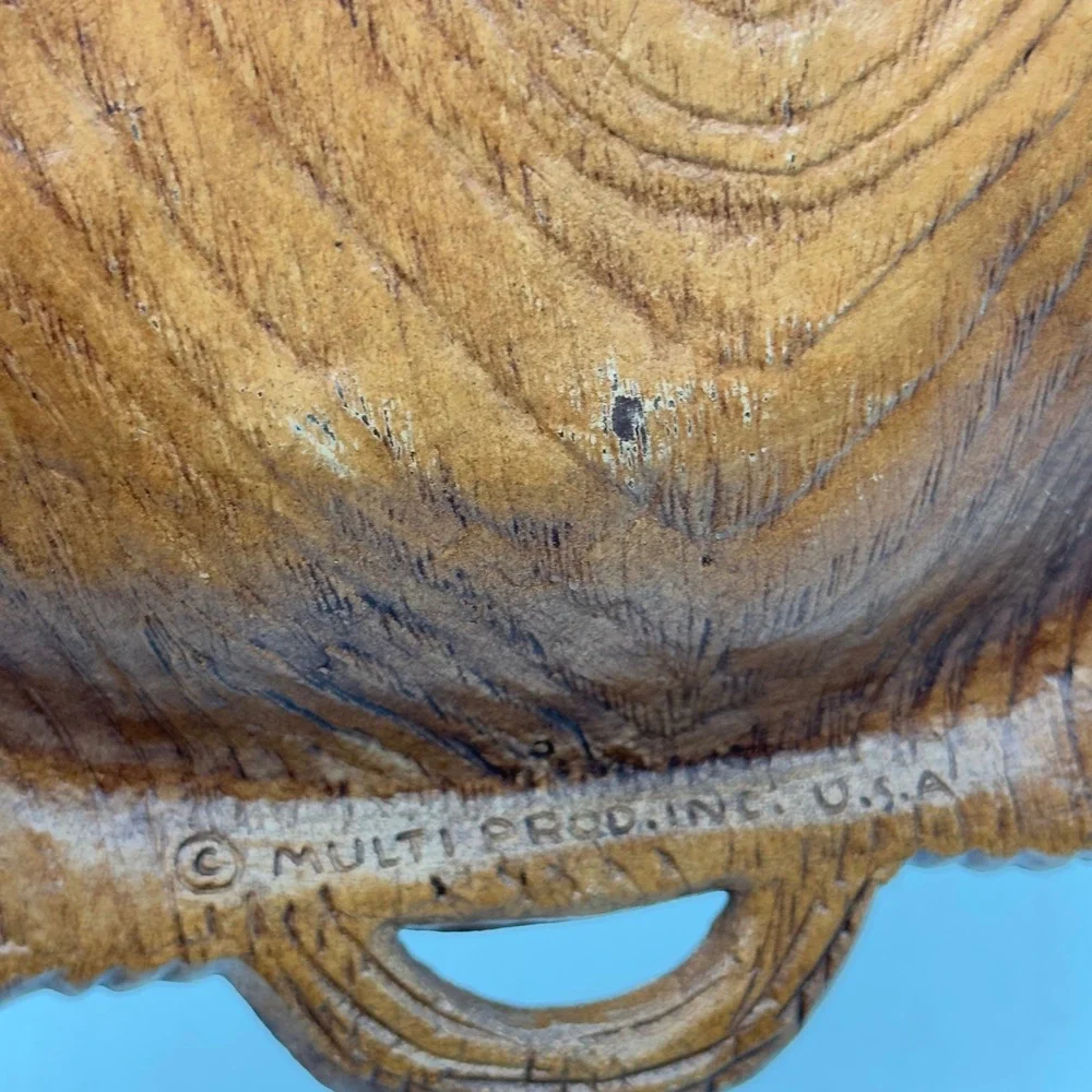 Vintage Multi Products Inc Faux Wood Grape Leaf Serving Tray Oval Platter USA